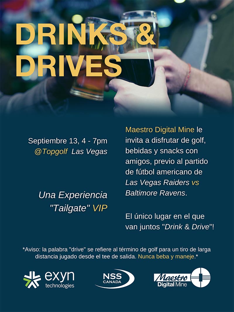 Drinks & Drives: lunes en la noche al estilo “Tailgate” en Topgolf con Maestro Digital Mine, Exyn & NSS Canada.