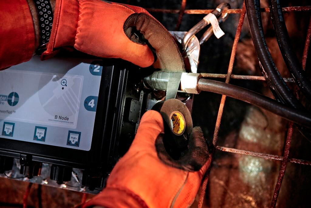 Close up image of a Plexus being installed at the underground mine.